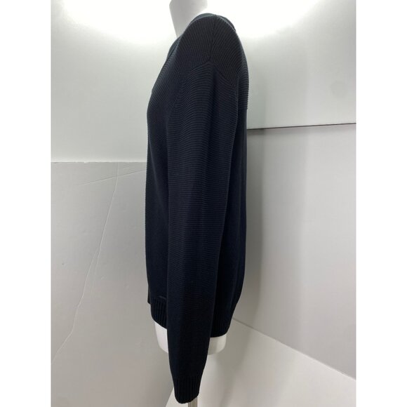 Calvin Klein Fisherman Cable Knit Sweater Men XL Chunky V Neck Black Pullover - Picture 8 of 11